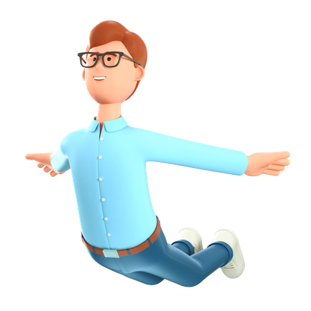 Man flying in air like a plane  3D Icon