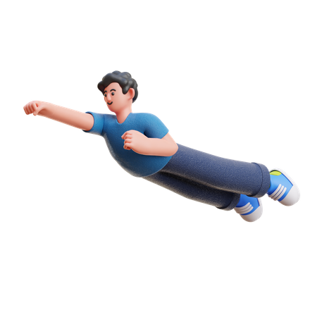 Man flying on air  3D Icon