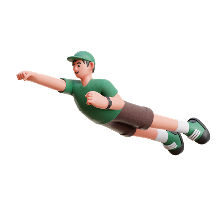 Man flying on air  3D Illustration