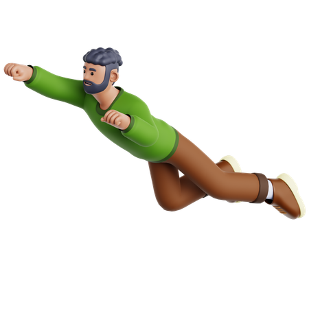 Man Flying Pose  3D Icon