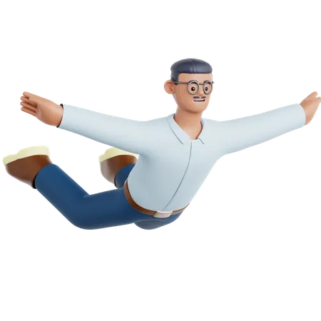 Man Flying Pose  3D Illustration