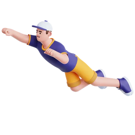 Man Flying Pose  3D Illustration