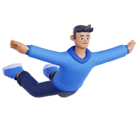 Man Flying Pose  3D Illustration