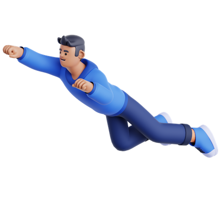 Man Flying Pose  3D Illustration