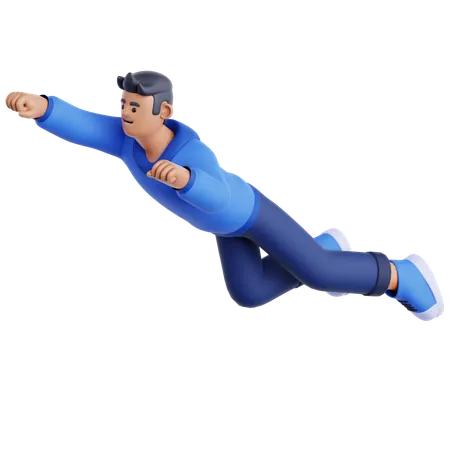 Man Flying Pose  3D Illustration