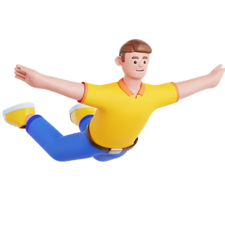 Man Flying Pose  3D Illustration