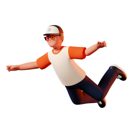 Man Flying Pose  3D Illustration