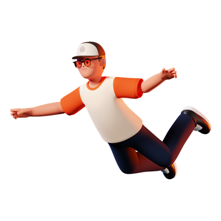 Man Flying Pose  3D Illustration