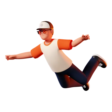 Man Flying Pose  3D Illustration