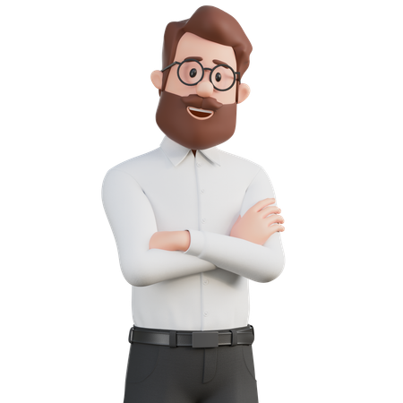 手を組んだ男性  3D Illustration