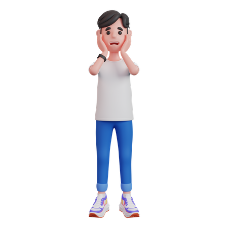 Man Frowning And Having Trouble  3D Illustration