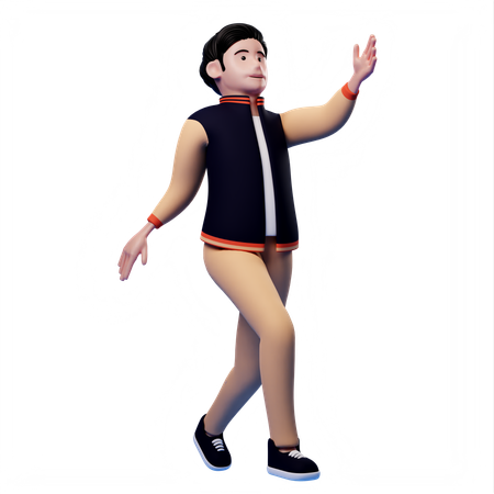 Man full of joy doing dance  3D Illustration