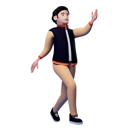 Man full of joy doing dance  3D Illustration