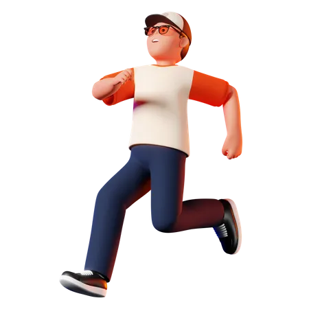 Man Funny Running Pose  3D Illustration