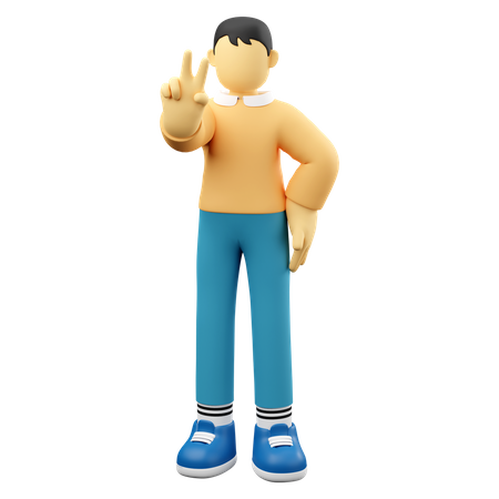 Man Gesturing Peace  3D Icon