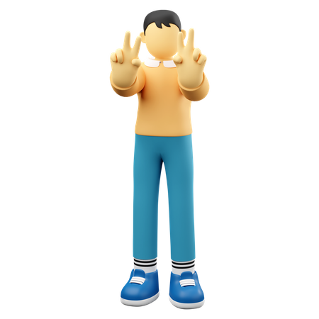 Man Gesturing Peace  3D Icon
