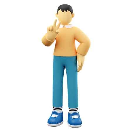 Man Gesturing Peace  3D Icon