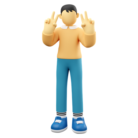 Man Gesturing Peace  3D Illustration