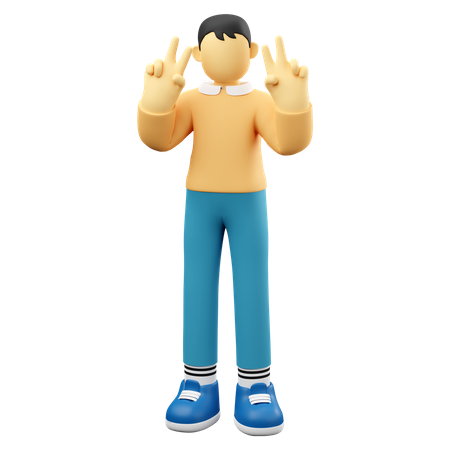Man Gesturing Peace 3D Illustration