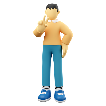 Man Gesturing Peace 3D Illustration