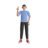 man gesturing peace emoji 3d
