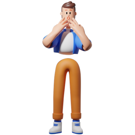 Man Get Surprised Pose  3D Illustration