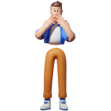 Man Get Surprised Pose  3D Illustration