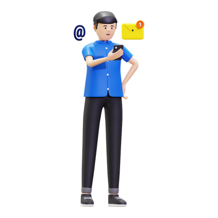 Man Gets Email Notification  3D Icon
