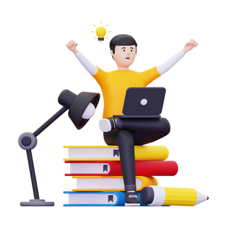 Man Getting Big Idea  3D Icon
