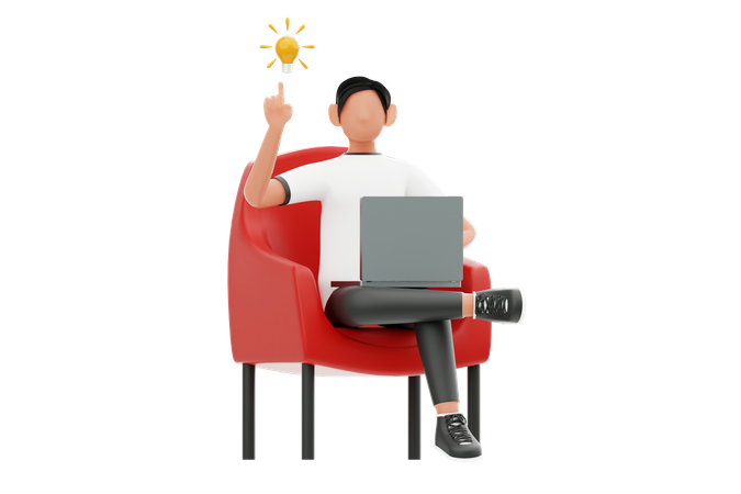 Man Getting Business Idea  3D Illustration
