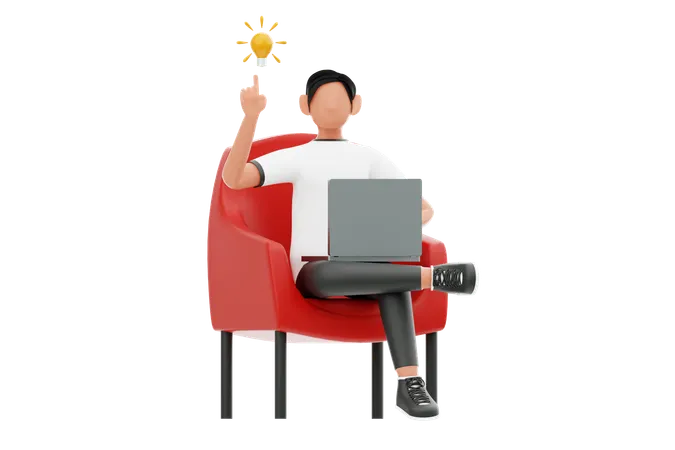 Man Getting Business Idea  3D Illustration