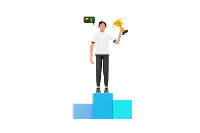 Man Getting Business Success  3D Illustration