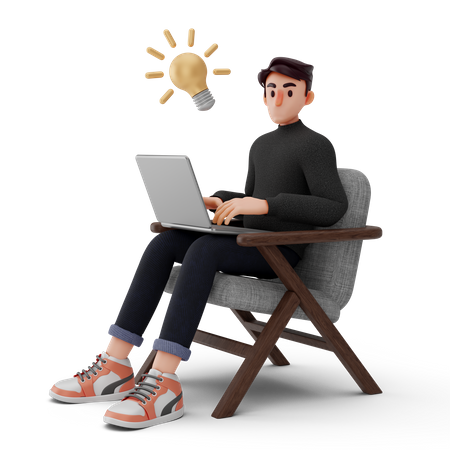Man getting new idea  3D Icon