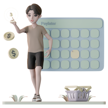 後払い通知を受け取った男性  3D Illustration