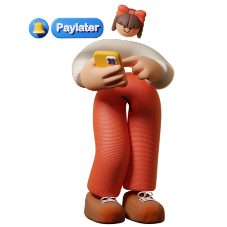Man Getting Pay later Notification  3D Icon