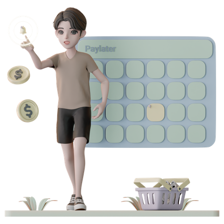 Man Getting Pay Later Notification  3D Illustration