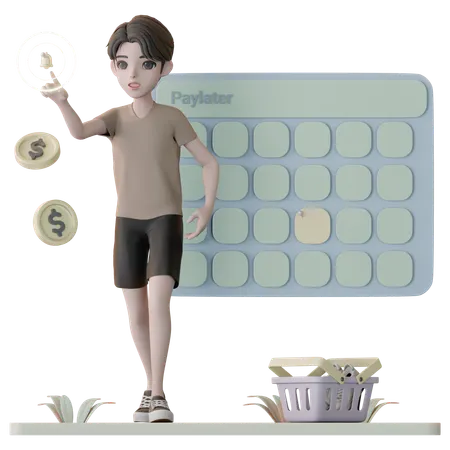 Man Getting Pay Later Notification  3D Illustration