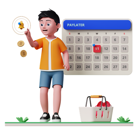 Man getting paylater notification  3D Illustration