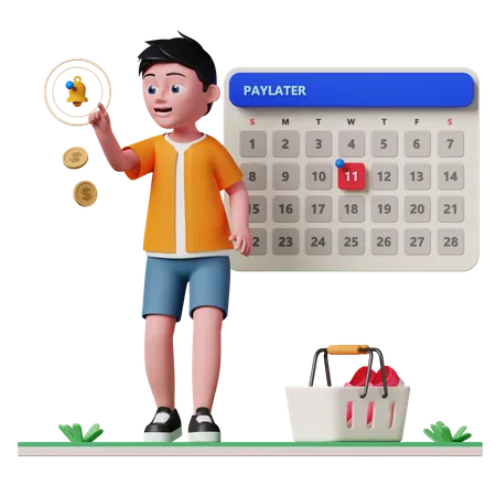 Man getting paylater notification  3D Illustration