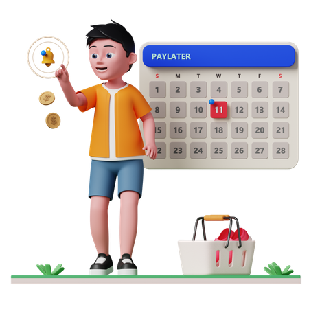 Man getting paylater notification  3D Illustration