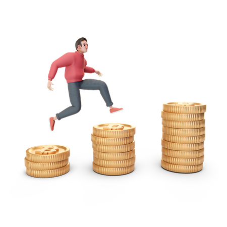 Man getting profit from crypto  3D Illustration