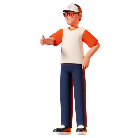 Man Giving A Thumbs Up Pose  3D Illustration