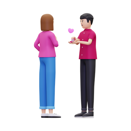 Man giving an engagement ring to a woman  3D Icon