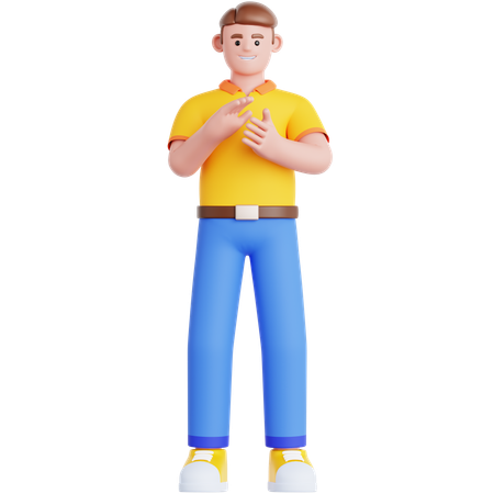 Man Giving Applause  3D Illustration