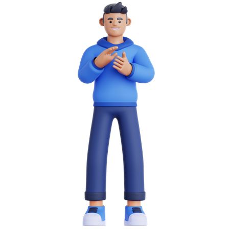 Man Giving Applause  3D Illustration