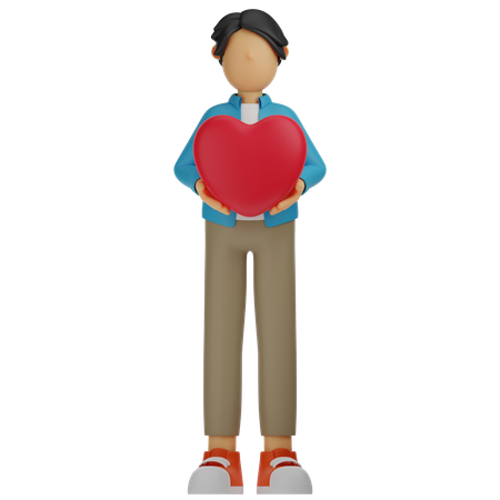 Man Giving Balloon Heart  3D Icon