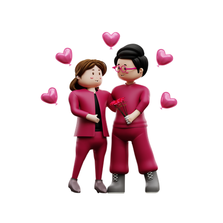 Man giving bouquet  3D Icon