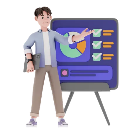 Man giving business presentation  3D Illustration