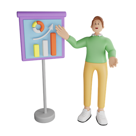 Man giving business Presentation  3D Icon