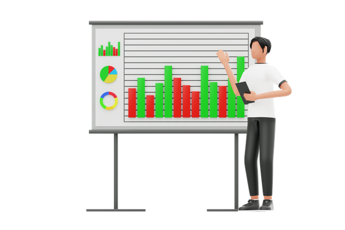 Man Giving Business Presentation  3D Illustration